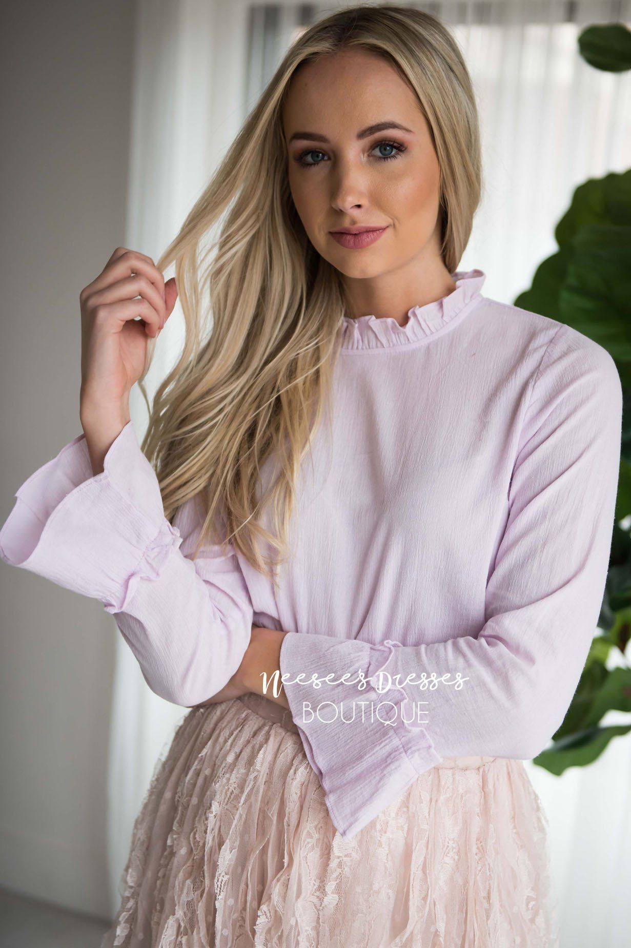 Keep It Simple Ruffled Mock Neck Top