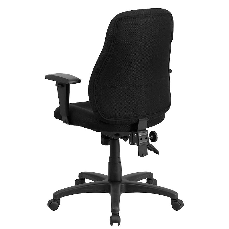 Emma and Oliver Mid-Back Black Fabric 1.5 Back Adjustment Ergonomic Task Office Chair with Arms