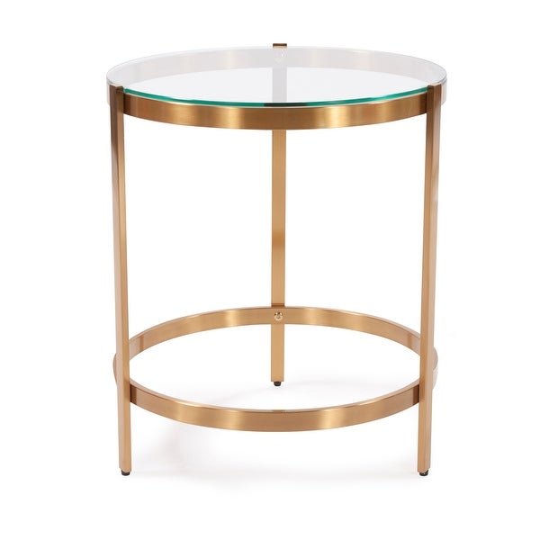 Brushed Brass Stainless Steel Side Table - 16.50 x 16.50 x 19