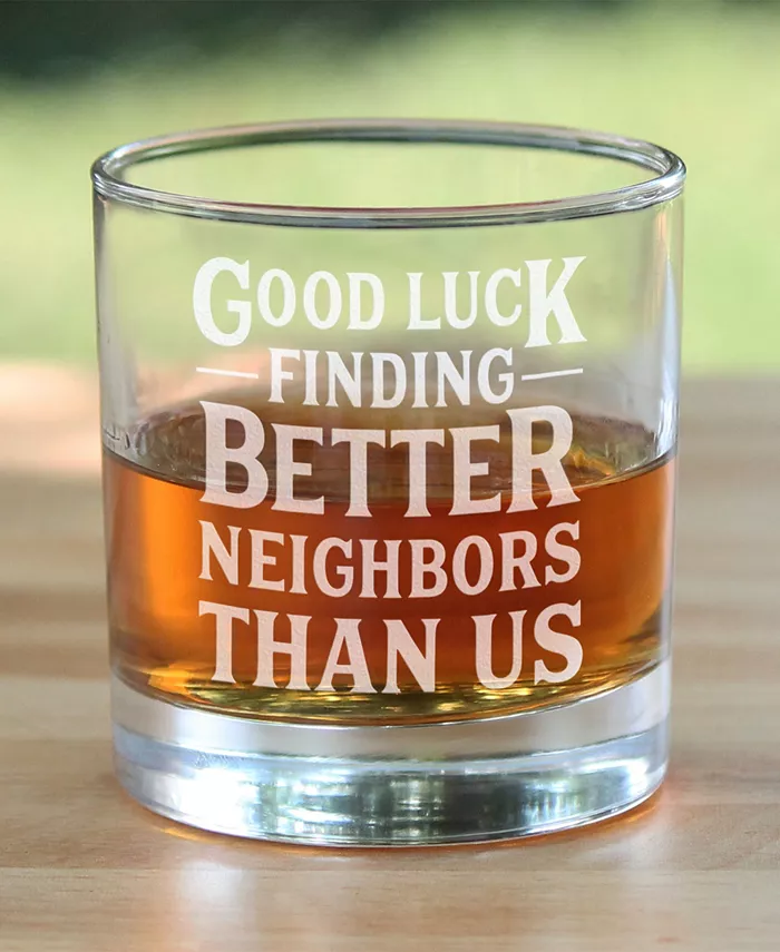 Bevvee Good Luck Finding Better Neighbors than us Neighbors Moving Gifts Whiskey Rocks Glass 10 oz