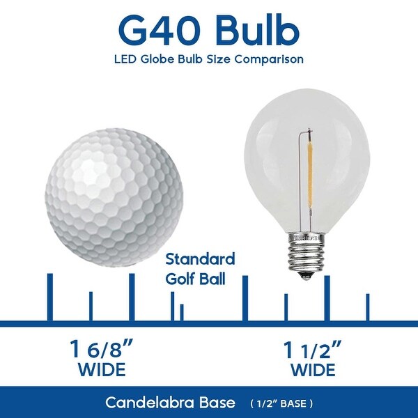 25 Pack LED G40 Plastic Filament Outdoor Globe Replacement Bulbs，Warm White