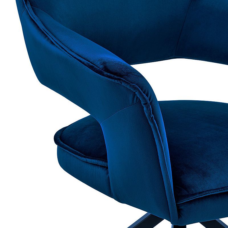 Velvet Upholstered Contemporary Accent Chair， Black and Blue