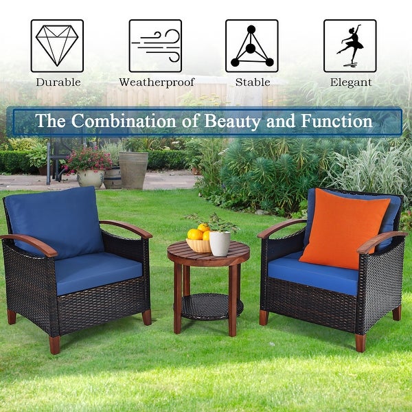 3 Piece Patio Rattan Furniture Set - Modern Furniture - Overstock - 37511920