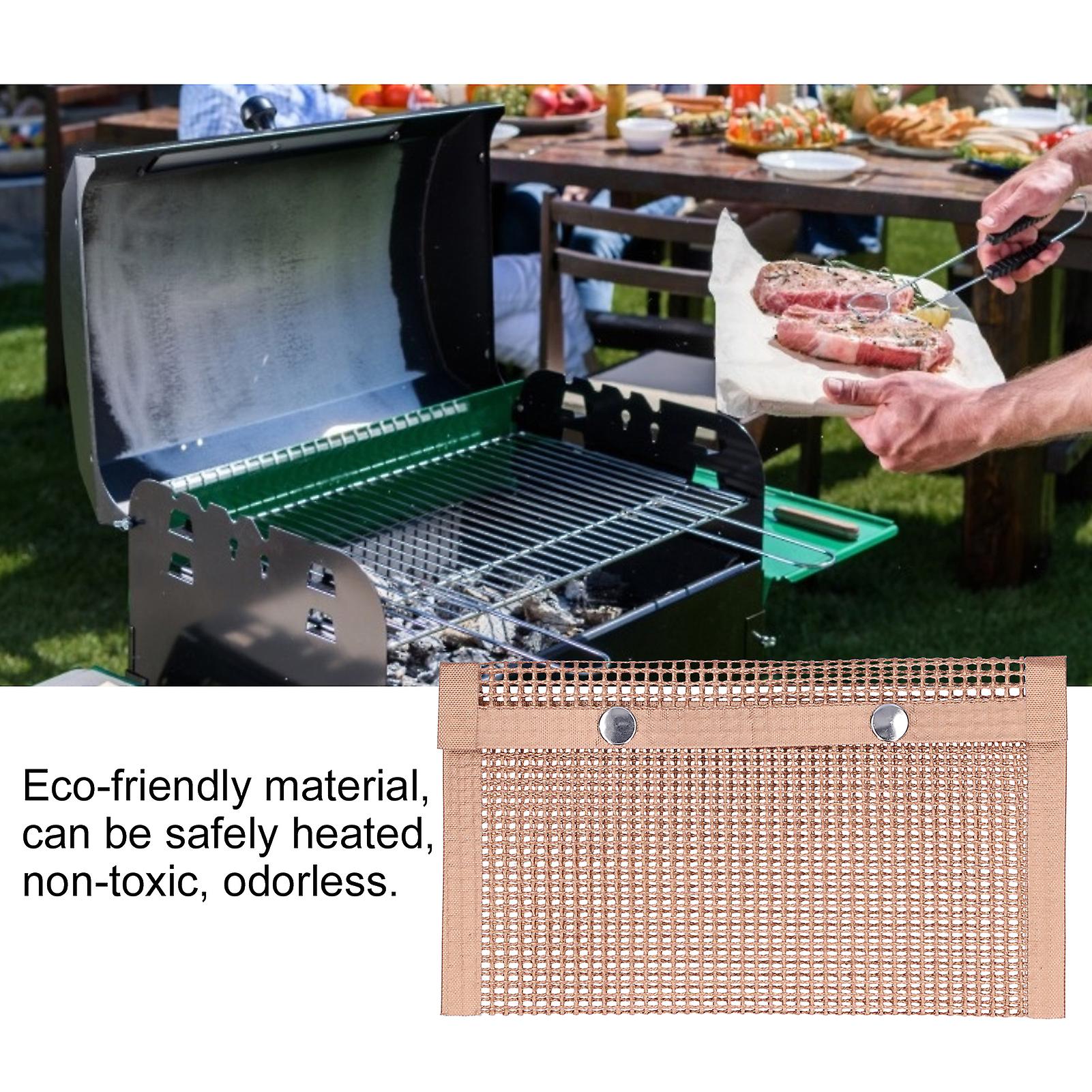 Bbq Mesh Grill Bags Set 2， Non-stick Resuable Barbecue Grilling Bag High Temperature Resistant Mesh For Charcoal Gas Electric Grills