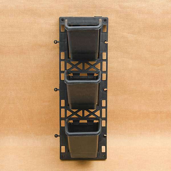 5.1 inch (13 cm) Vertical Garden Square Plastic Pots With Frame (Black) (set of 3)