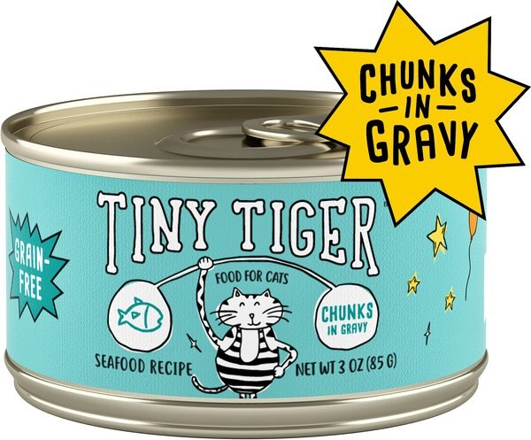 Tiny Tiger Chunks in Gravy Seafood Recipe Grain-Free Canned Cat Food