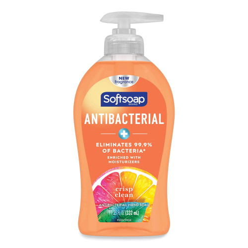 Softsoap Antibacterial Hand Soap， Crisp Clean， 11.25 oz Pump Bottle， 6/Carton (44571)