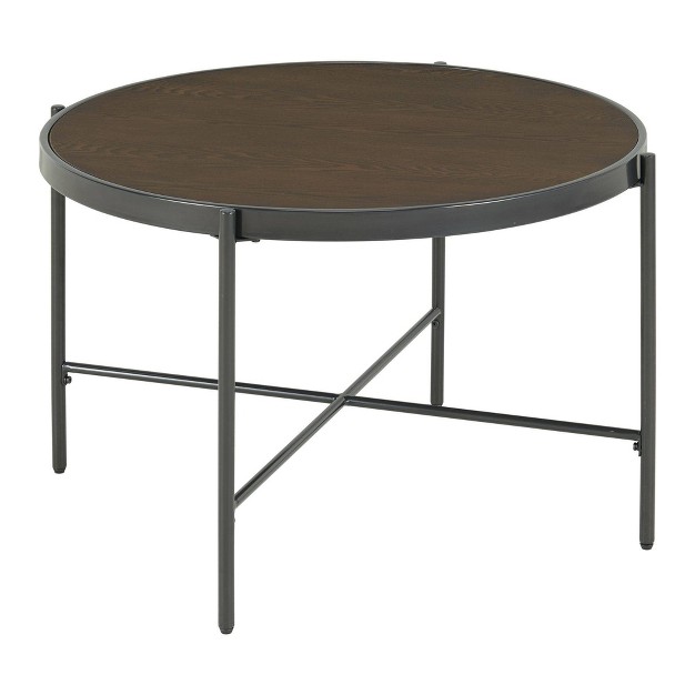 Carlo Round Coffee Table With Wooden Top Brown Picket House Furnishings