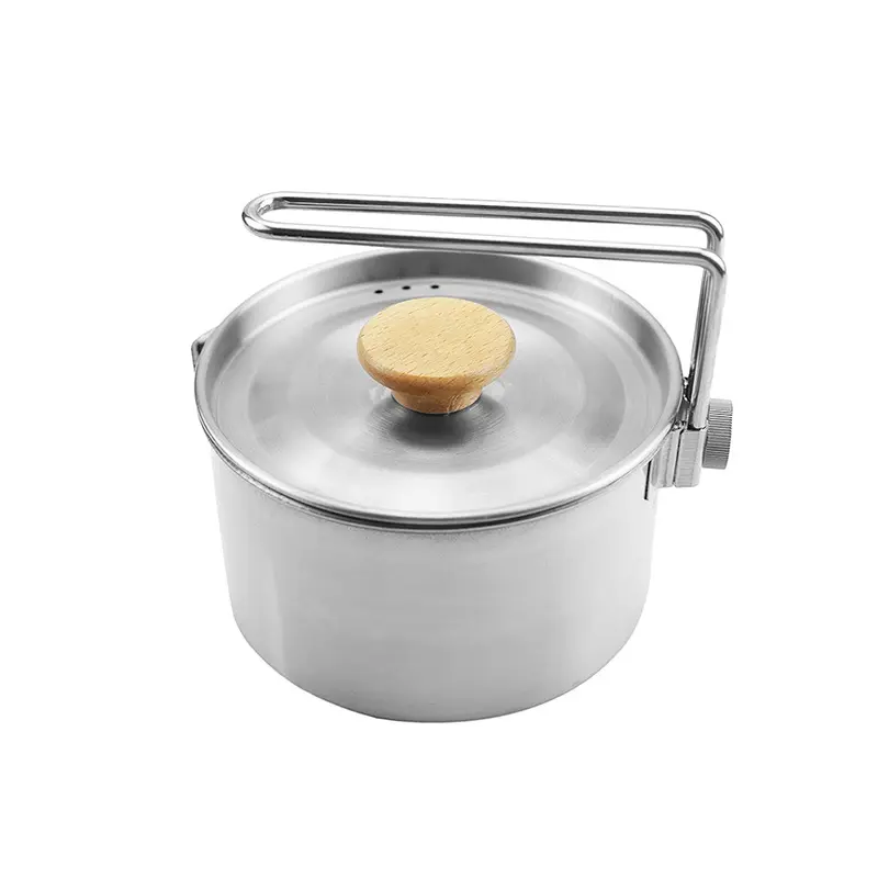 Camping Outdoor Stainless Steel Pot Multifunctional Portable Coffee Pot Camping Cooker Removable Handle Kettle