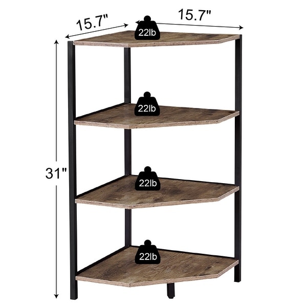 VECELO Polygonal Corner Side Table with 4-Tier Storage Shelves