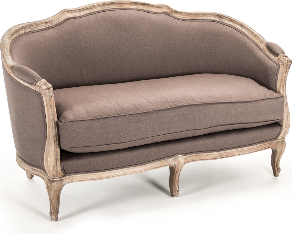 Maison Settee  Aubergine Linen   French Country   Loveseats   by HedgeApple  Houzz