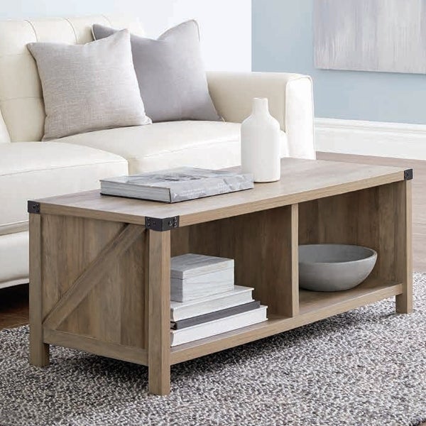 Farmhouse 2-Tier Coffee Table with Shelf