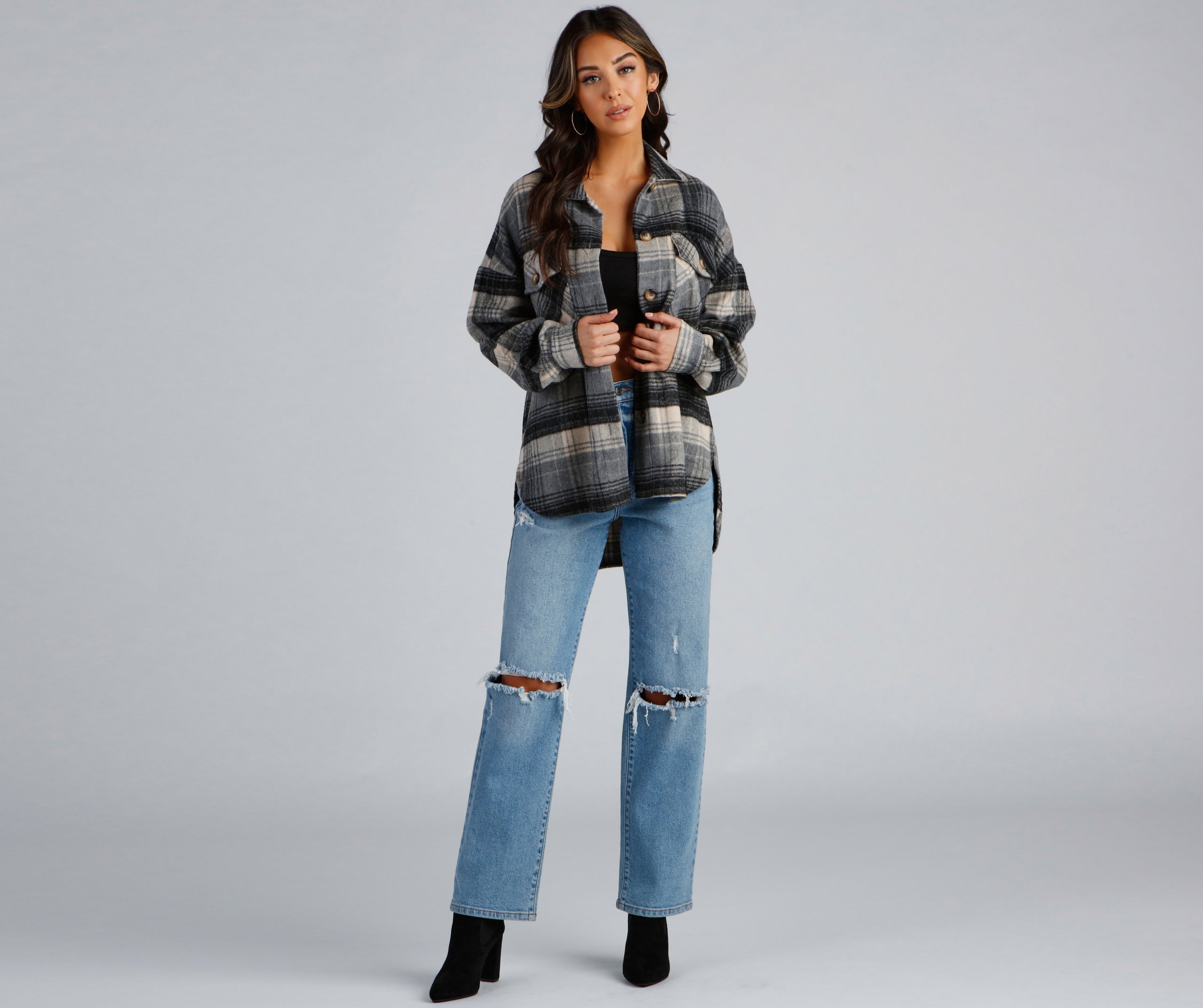 Falling For Plaid Fleece Shacket