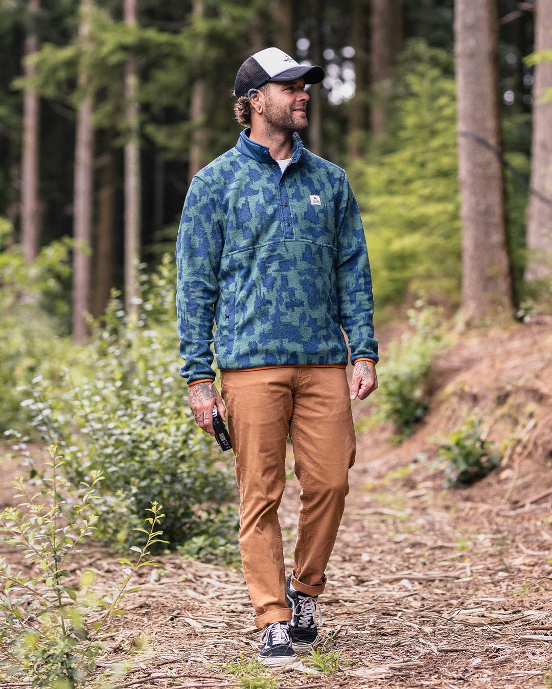 Adrift Recycled Polar Fleece - Oak Patch Deep Ocean