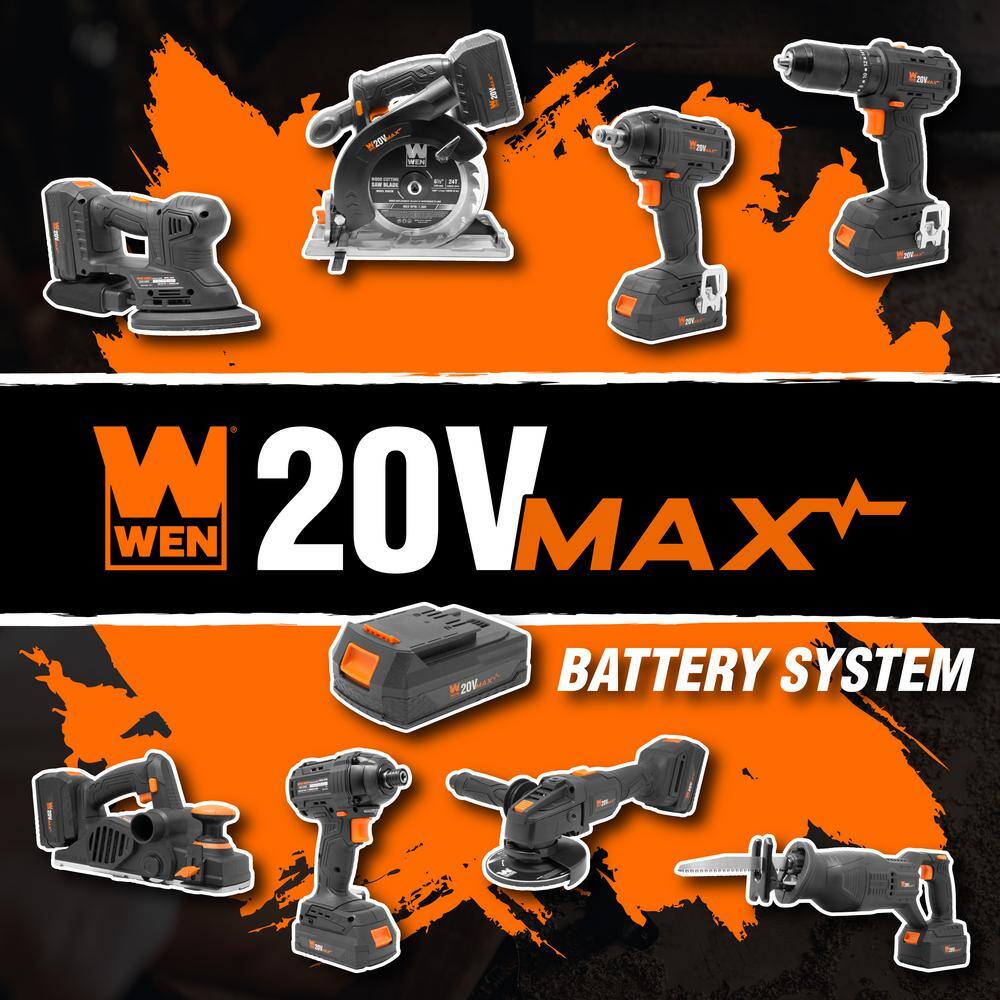 WEN 20-Volt Max 6.5 in. Cordless Circular Saw with 4.0 Ah Lithium-Ion Battery and Charger 20625