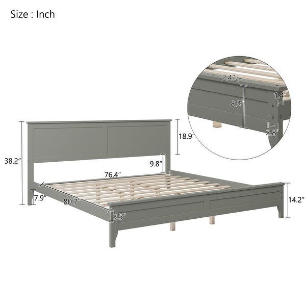 Solid Wood 3 Pieces Bedroom Sets， King Size Platform Bed + 1 Nightstand + 1 Dresser 7-Drawer， Modern Bedroom Set - - 38076212