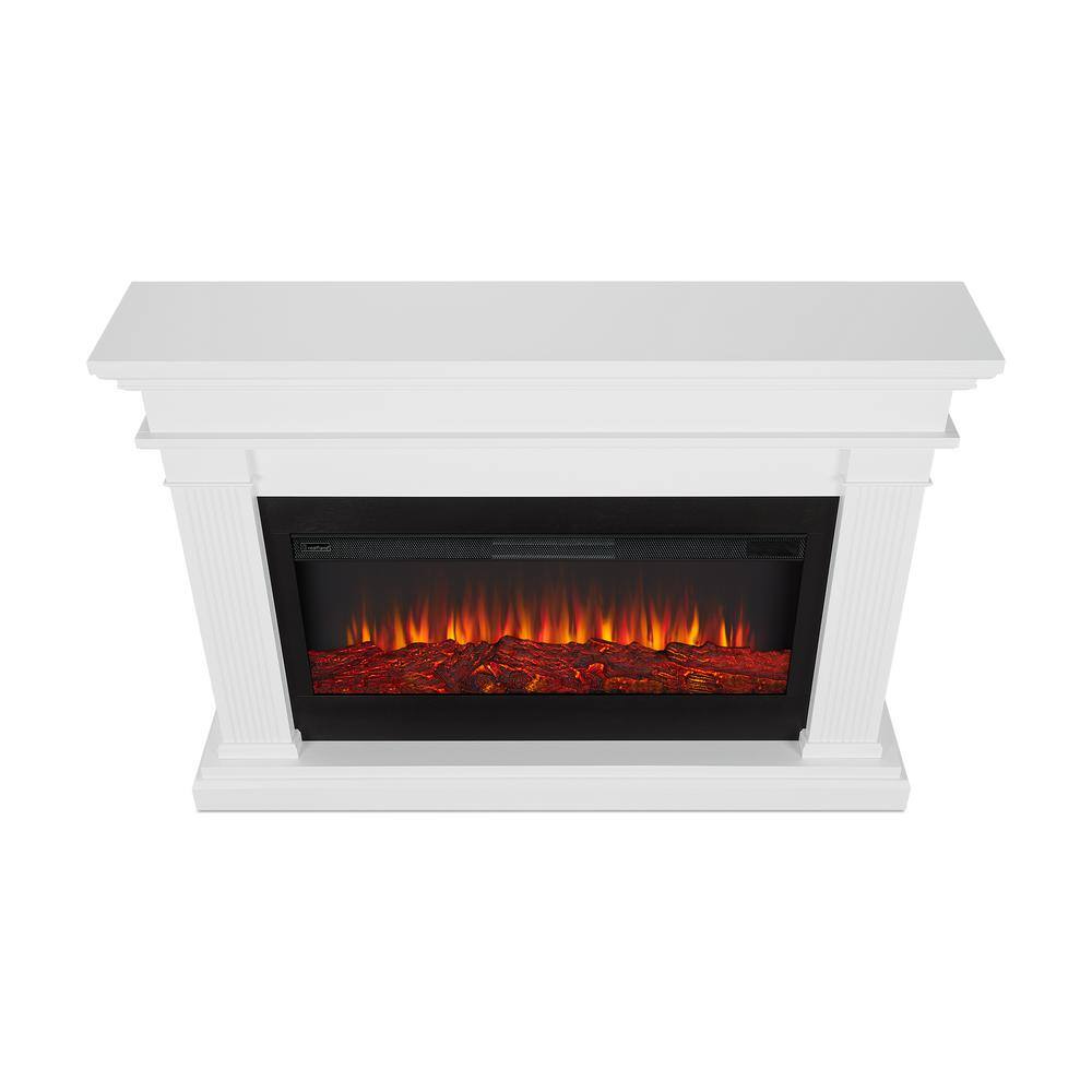 Real Flame Beau 59 in. Freestanding Electric Fireplace in White 8080E-W