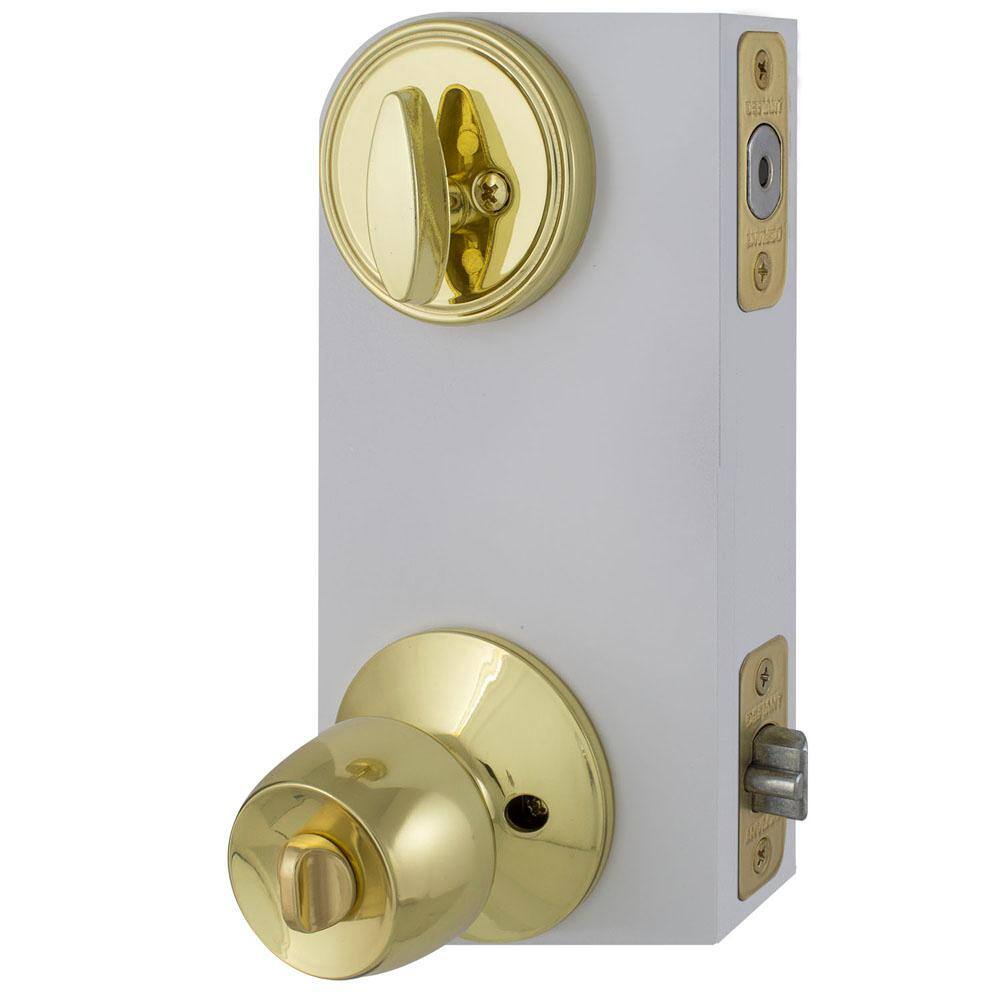 Defiant Naples Polished Brass Combo Pack with Single Cylinder Deadbolt 32MYE7D1B