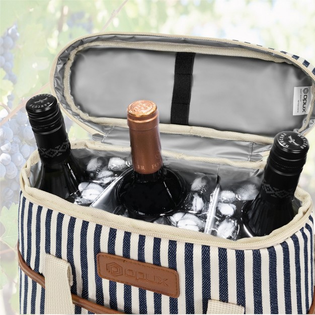 Opux 3 Bottle Wine Carrier Tote Insulated Leakproof Cooler Travel Bag Portable Picnic Byob Beach Party Gift Christmas