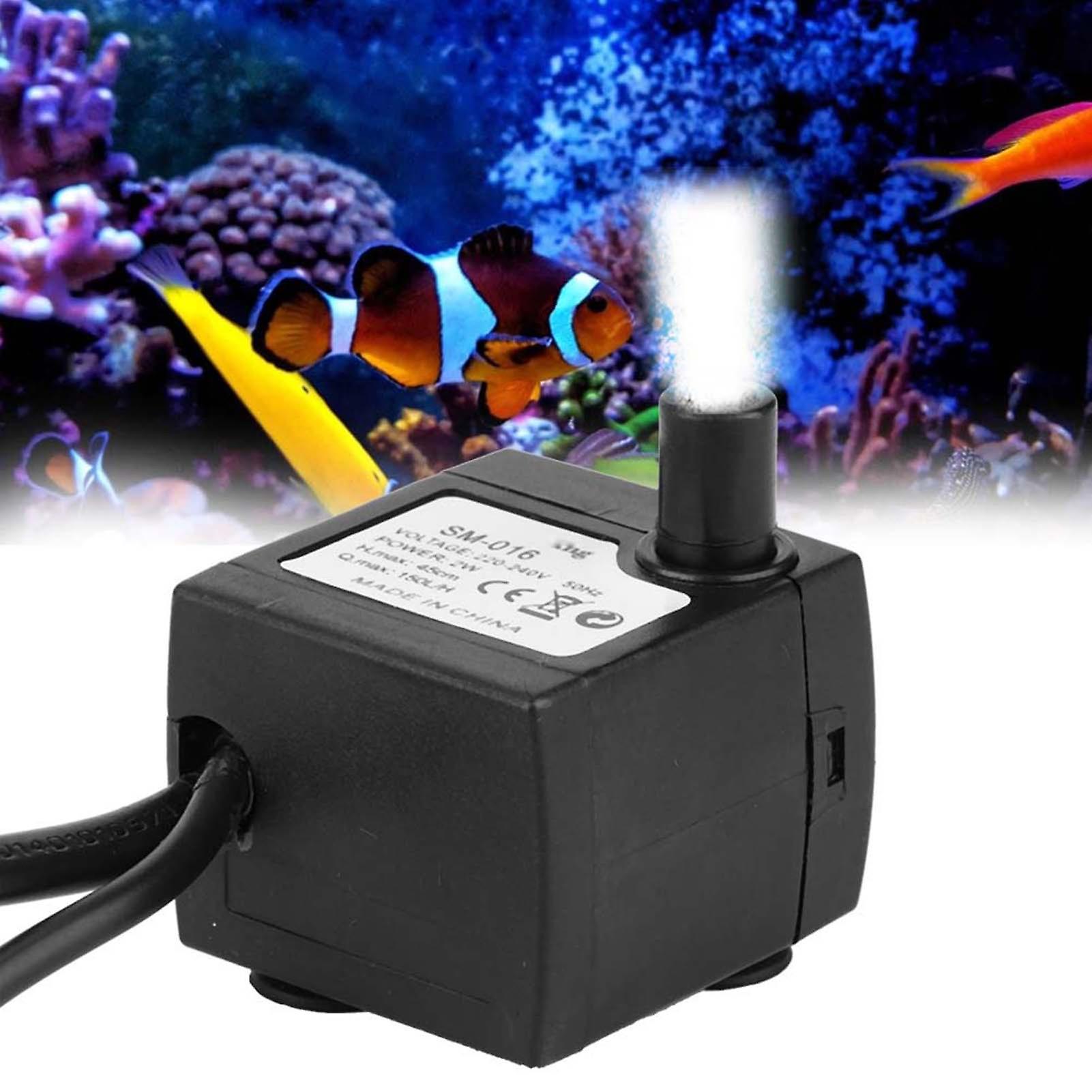 Sm-016 2w Fish Tank Submersible Water Pump With 4 Colorful Lights Aquarium Filter For Rockery Landscapinguk Plug 220-240v