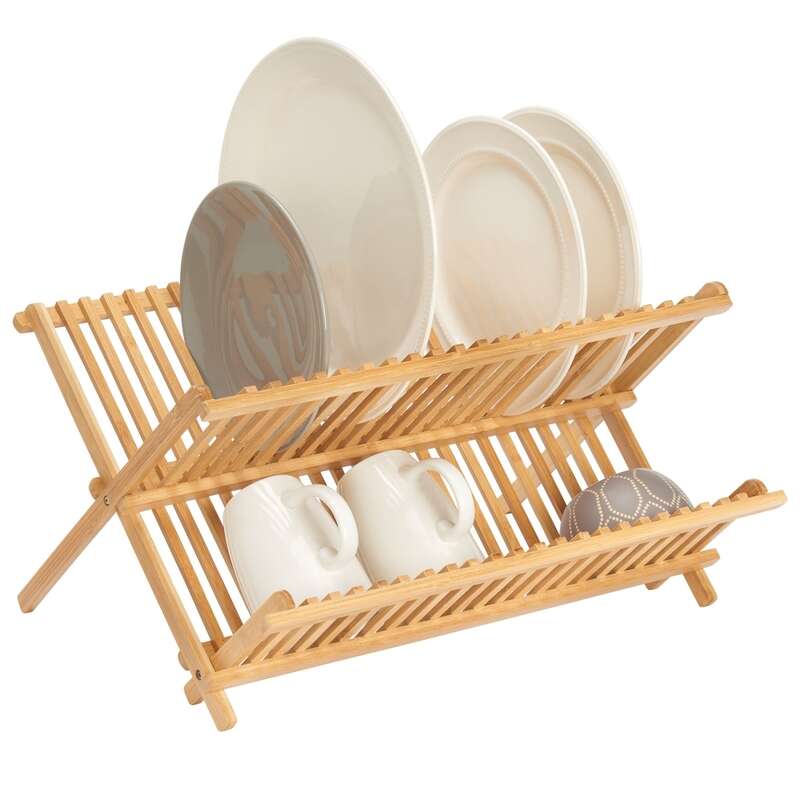 iDesign Brown Bamboo Dish Drying Rack