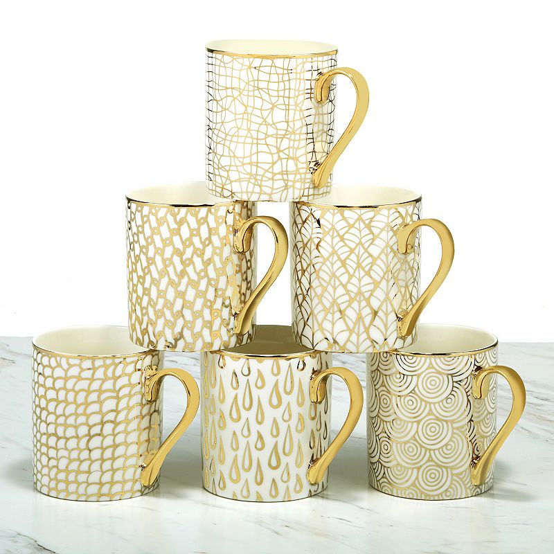 Certified International Mosaic 6-pc. Gold Plated Mug Set