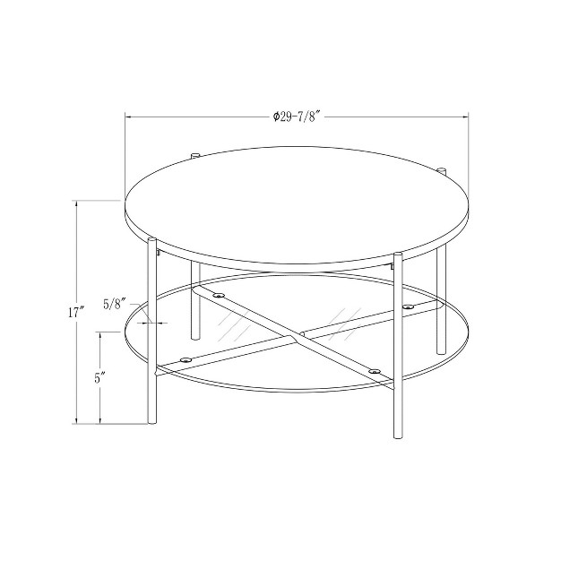 Modern Glam Faux Marble Round Coffee Table White gold Saracina Home