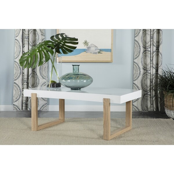 Gwen White High Gloss and Natural Coffee Table