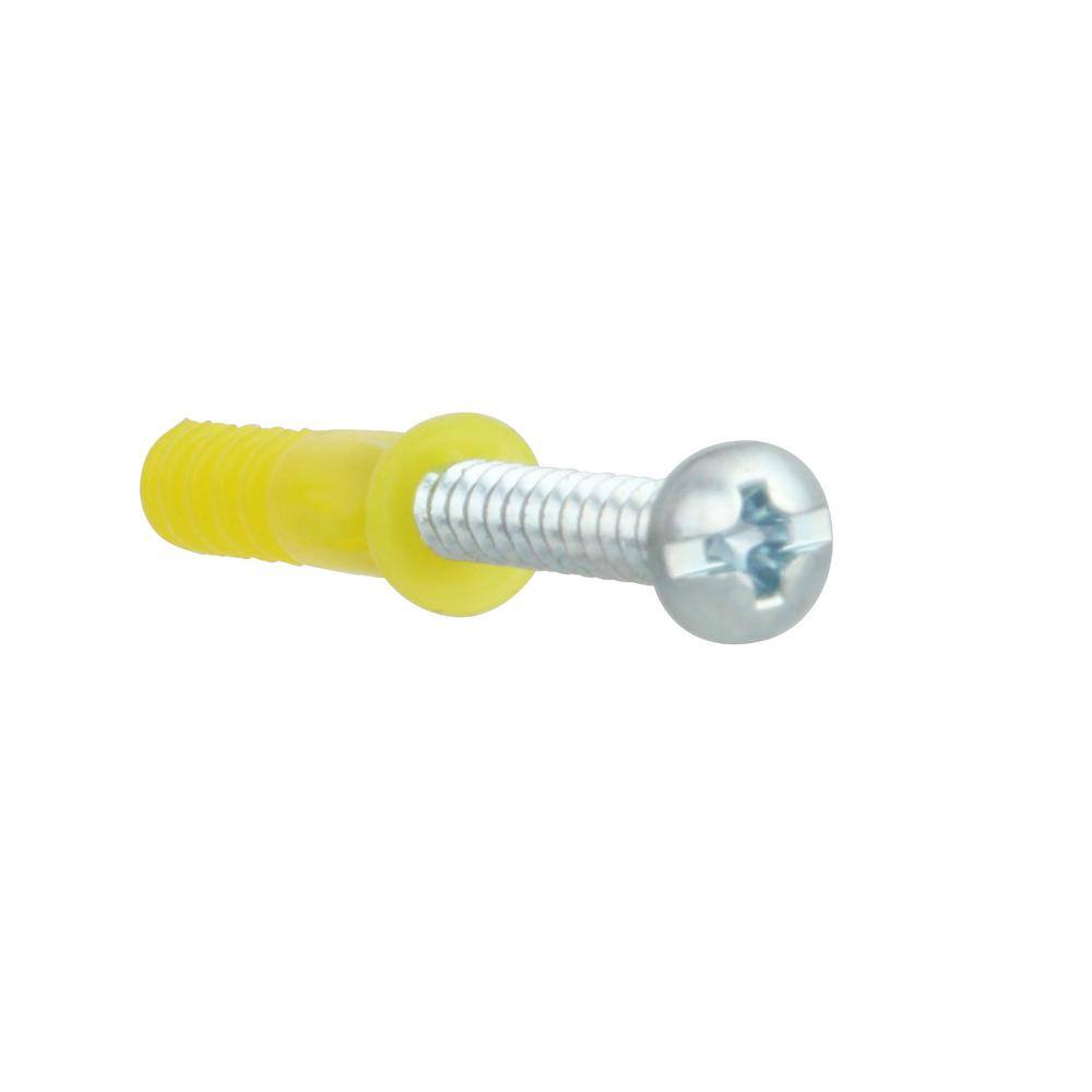 Everbilt #4-6 x 78 in. Coarse Yellow Plastic Ribbed Anchors with Screws (10-Pack) 803802