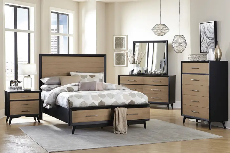 Raku Brown and Black 4 Piece Full Bedroom Set