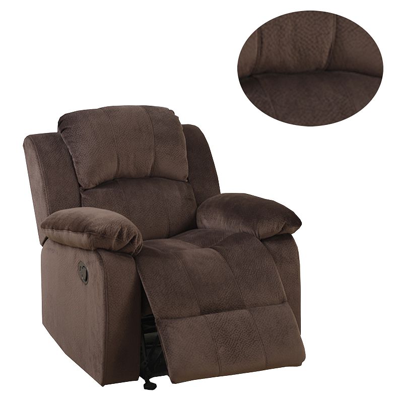 Rocker Recliner In Choco Brown Suede Fabric