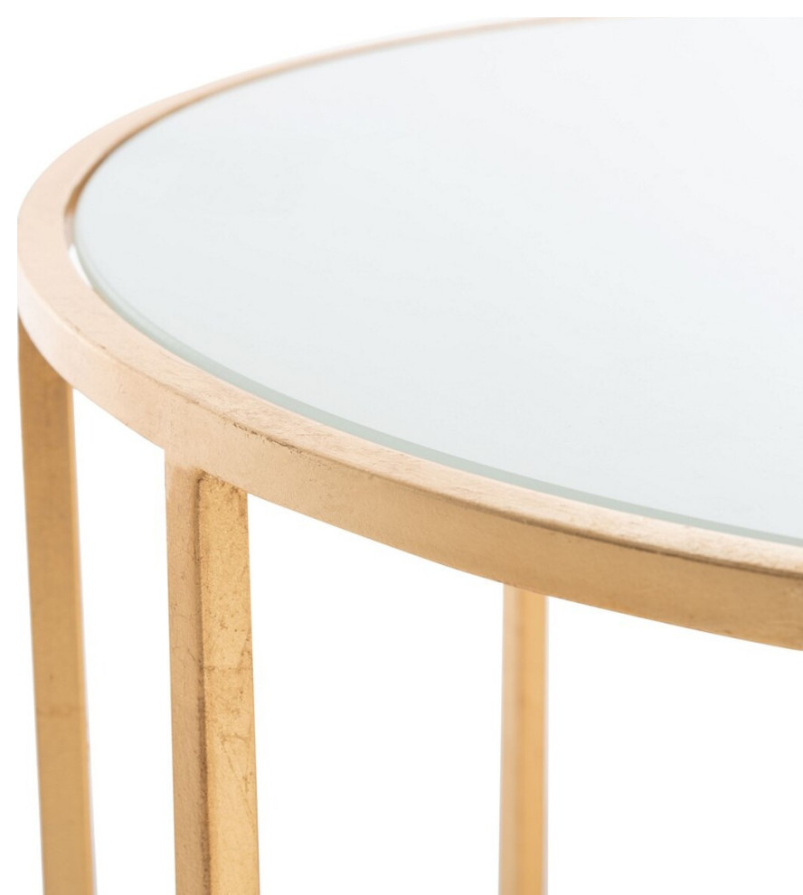 Natalie Mirror Top Accent Table  Gold/White   Contemporary   Side Tables And End Tables   by Rustic Home Furniture Deco  Houzz