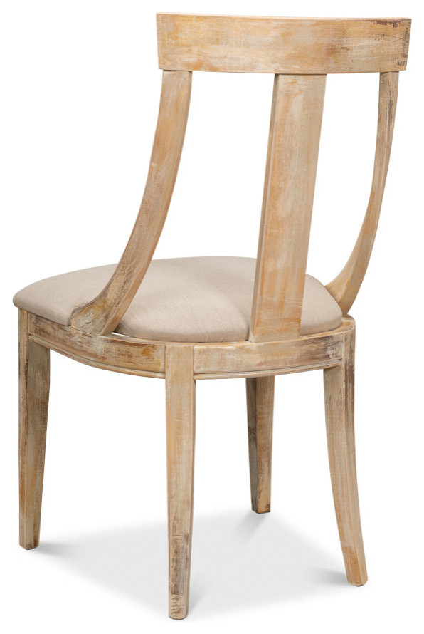 Deco Dining Chairs Set of 2 Antique Oak Linen Flax   Contemporary   Armchairs And Accent Chairs   by Sideboards and Things  Houzz