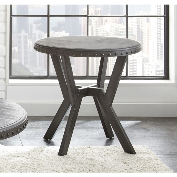 Avilla Grey Metal Round Industrial-style End Table by Greyson Living