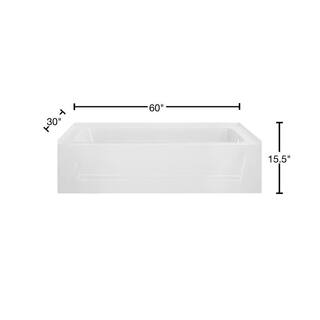 Swiss Madison Virage 60 in. x 30 in. Rectangular Right-Hand Drain Alcove Bathtub with Apron in White SM-AB581