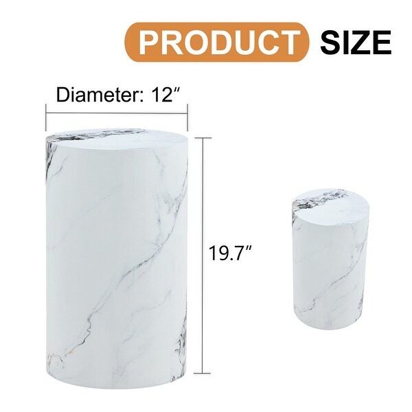 Cylindrical Side Table with Marble Pattern 12