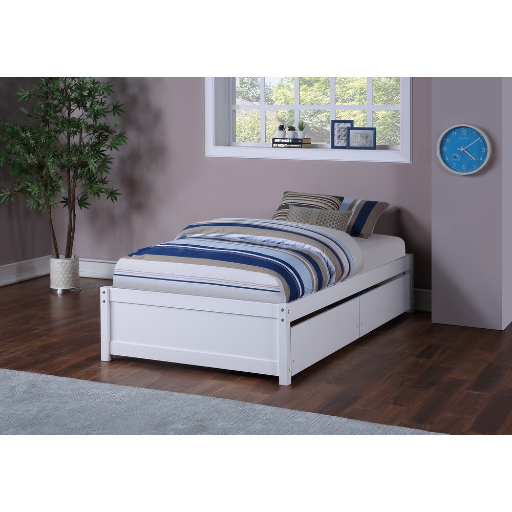 White Twin Bed with 2 Storage drawers