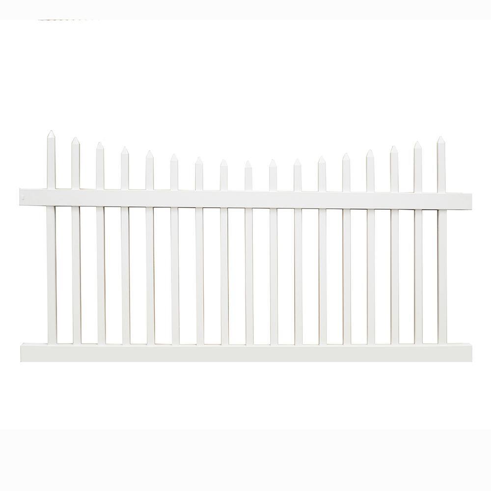 Weatherables Stratford 3 ft. H x 8 ft. W White Vinyl Picket Fence Panel Kit PWPI-1.5SC-3X8