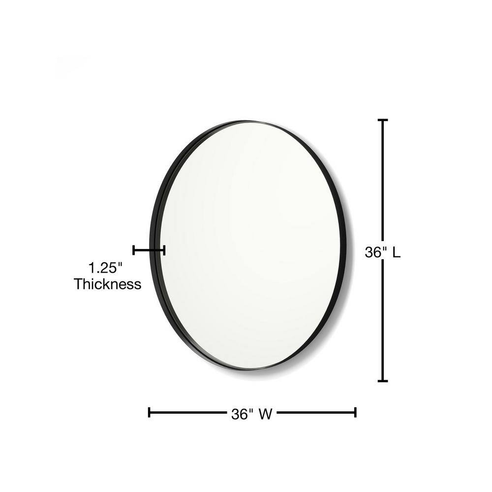 better bevel 36 in. x 36 in. Framed Round Bathroom Vanity Mirror in Black 20027