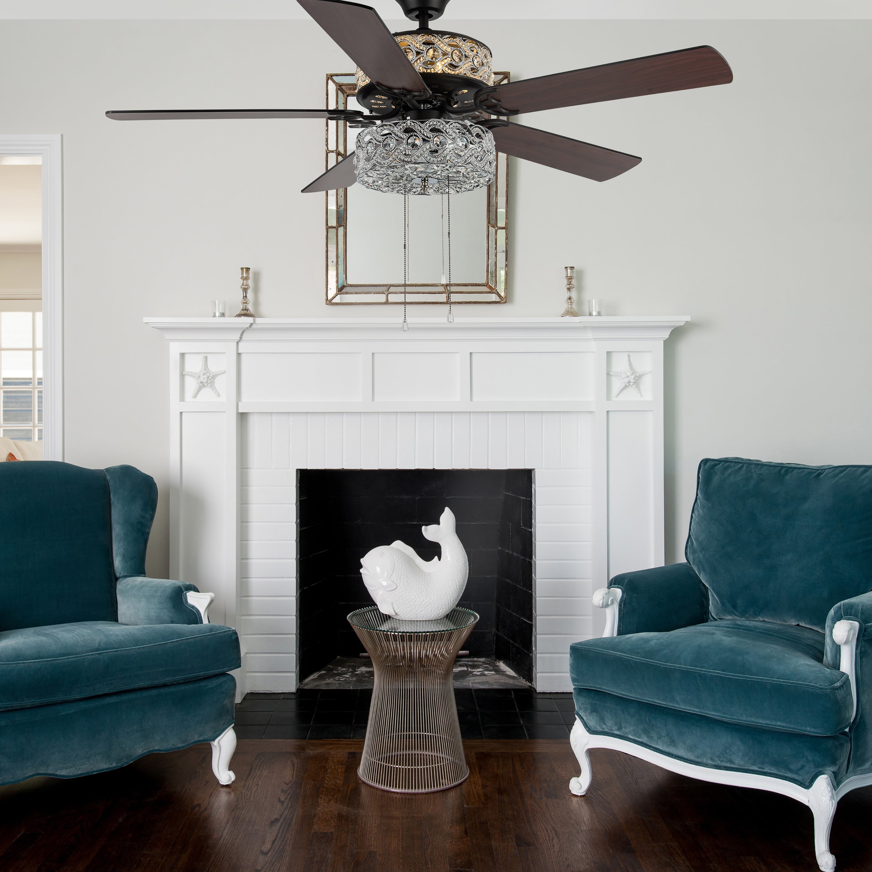 River of Goods Olivia Oil Rubbed Bronze Finish/ Crystal 52-inch LED Ceiling Fan - 52