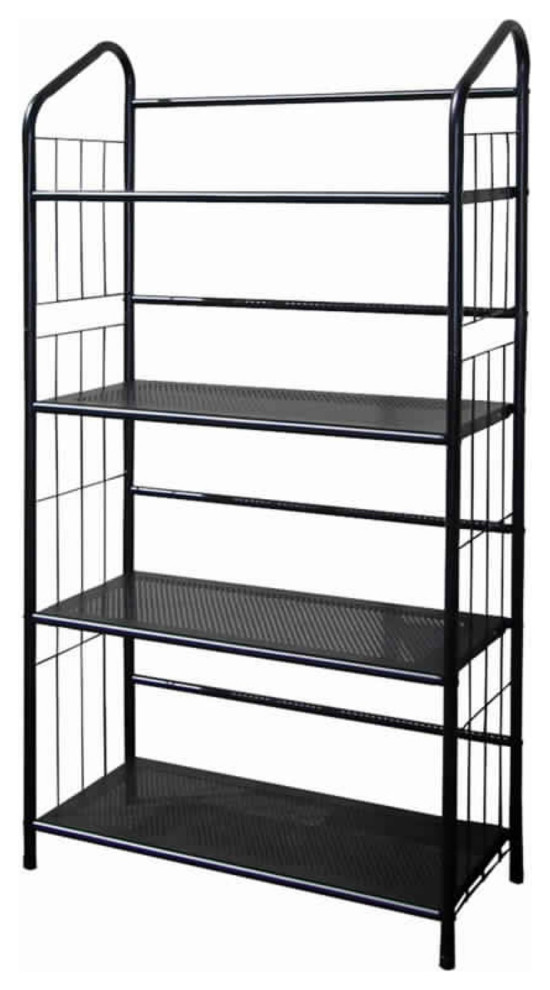 4 Tier Industrial Style Open Frame Metal Bookshelf  Black   Industrial   Bookcases   by VirVentures  Houzz