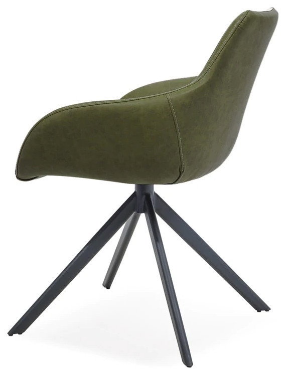 Albirto Arm Dining Chair  Dark Green Matte  Black Steel legs   Midcentury   Dining Chairs   by Rustic Home Furniture Deco  Houzz