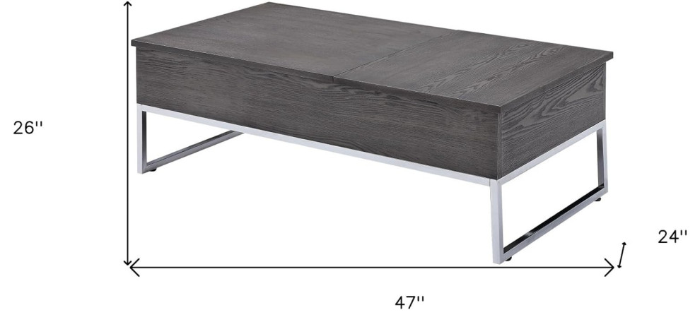 Modern Coffee Table  Chrome Metal Legs With Rectangular Wooden Top  Gray Oak   Modern   Coffee Tables   by Decor Love  Houzz