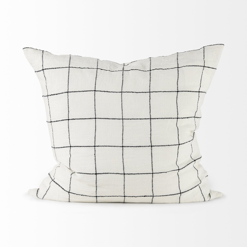 White and Black Grid Accent Pillow Cover