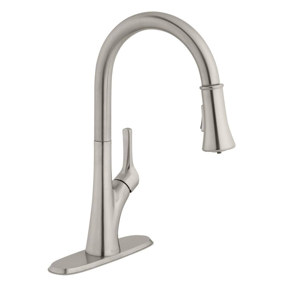 Glacier Bay Single-Handle Pull-Down Sprayer Kitchen Faucet with LED Light in Stainless Steel 67646-0008D2