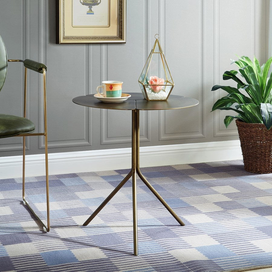 Gaetana Tripod Side Table With Top And Frame  Brushed Bronze   Midcentury   Side Tables And End Tables   by Peachtree Fine Furniture  Houzz