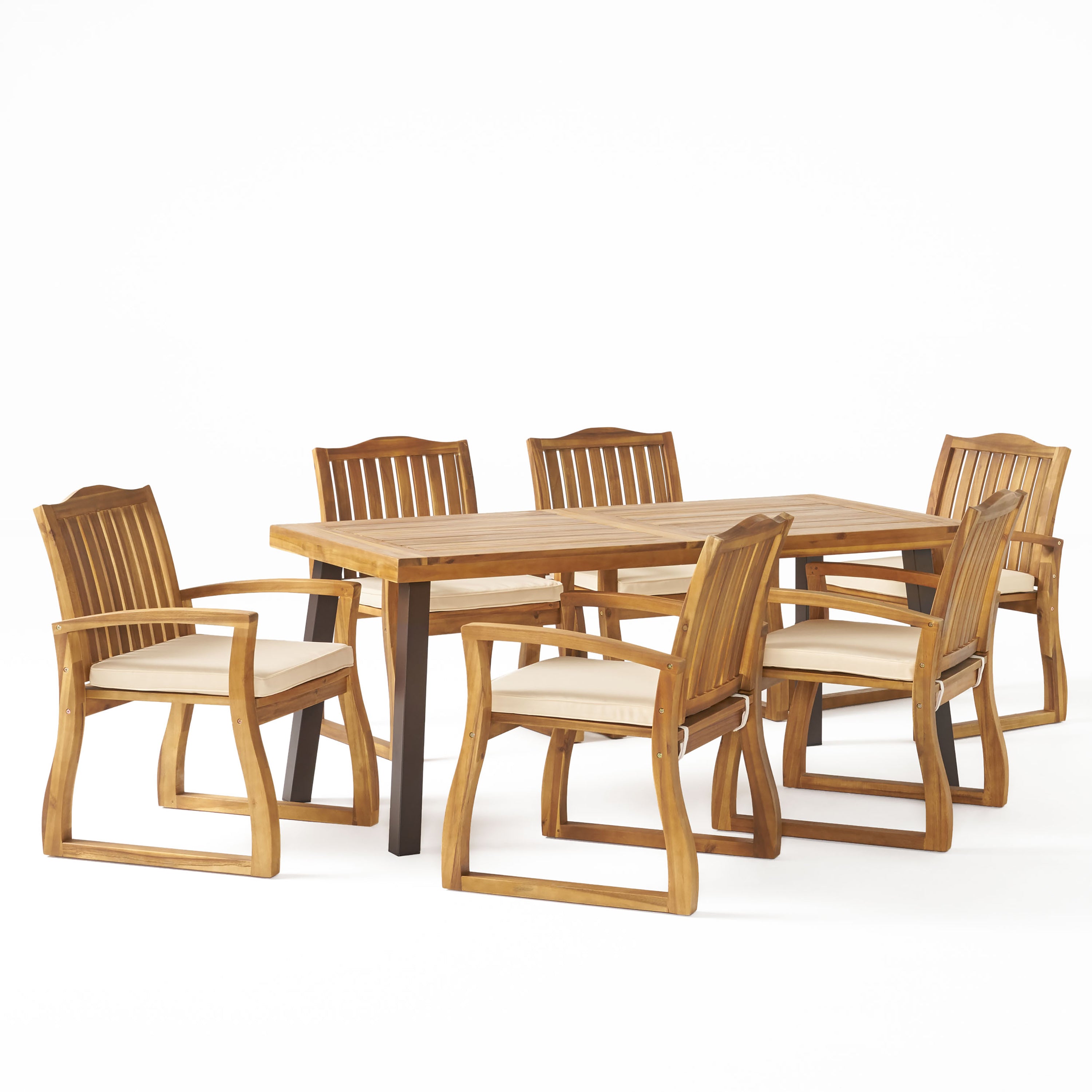 Vilamari Outdoor 7-piece Wood Dining Set with Cushions