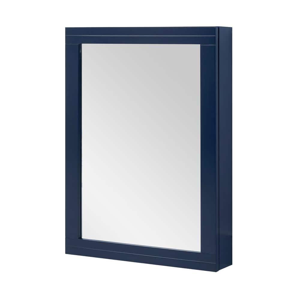 Home Decorators Collection Sturgess 24 in W x 32 in H Rectangular Navy Blue Wood Framed Surface Mount Medicine Cabinet with Mirror