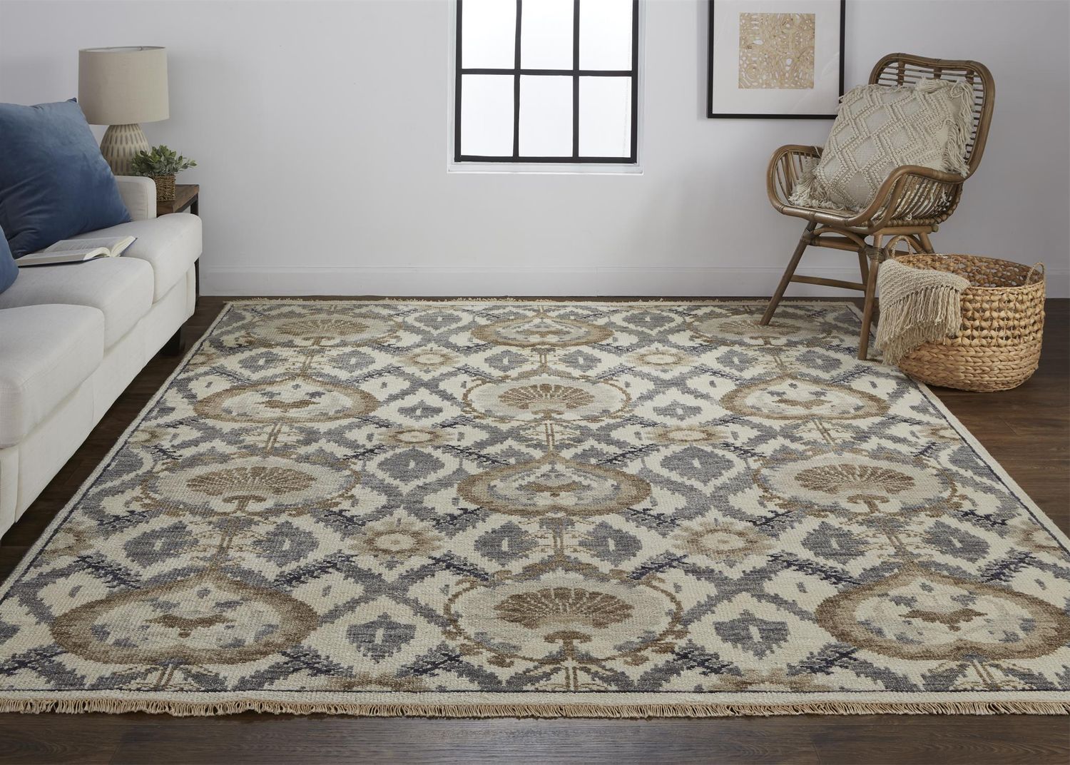 Bennet Hand Knotted Beige and Gray Rug by BD Fine