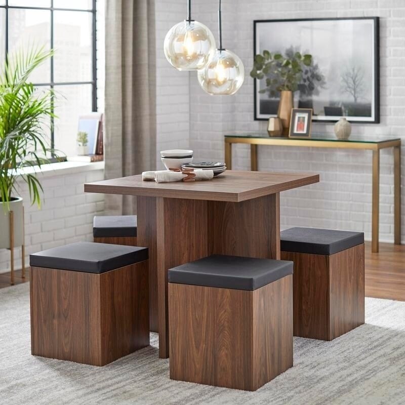 Simple Living Baxter 5 piece Table with Storage Ottoman Dining Set